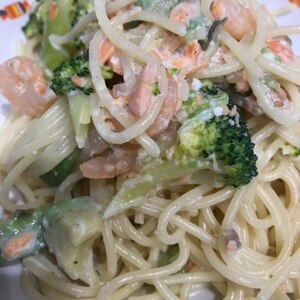 鮭とアボカドのクリームパスタwirhクロワッサン